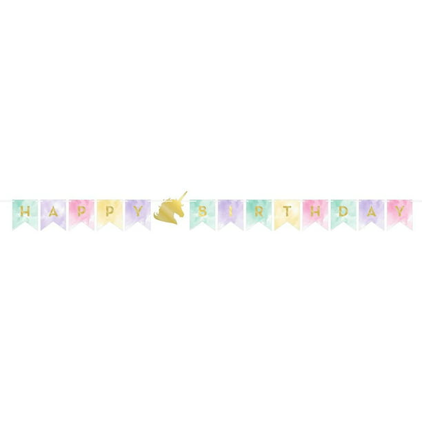 Pink One Size Creative Converting Happy Birthday Bunny Ribbon Banner 1 Pc